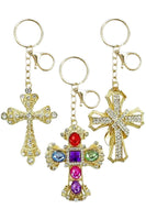 Victorian Royal Cross Bling Rhinestone Metal Alloy Key Chain