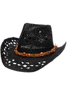 Beaded Crochet Crushable Straw Cowboy Hat