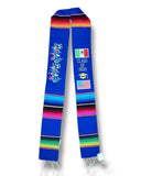 Mexican Serape Graduation Stole Embroidered with Mexico and USA Flags Class of 2025