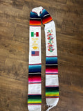 Mexican Serape Graduation Stole Embroidered with Mexico and USA Flags Class of 2025