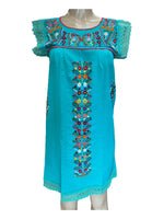 Mexican Tehuacan Dress with Lace Mint