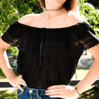 Mexican Off The Shoulder Blouse Campesina Peasant Solid - Cielito Lindo