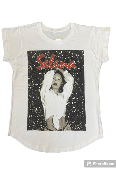 Selena Black and White Printed T-Shirt