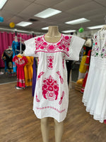 Puebla Dress White & Pink