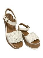Cross-Stitch Platform Sandals White