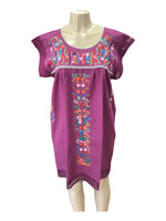 Mexican Tehuacan Dress with Lace Grape