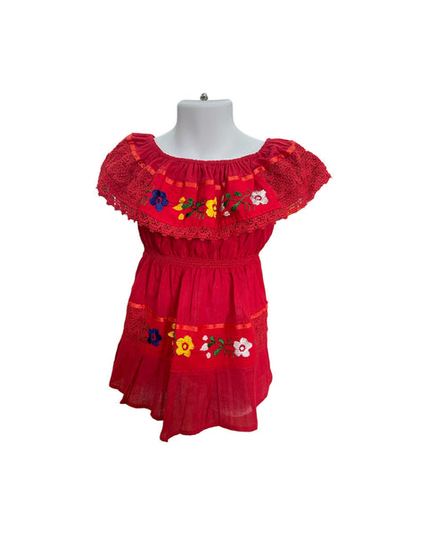 Campesina Dress for Girls Red