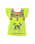 Mexican Puebla Dress for Girls Highlighter Yellow