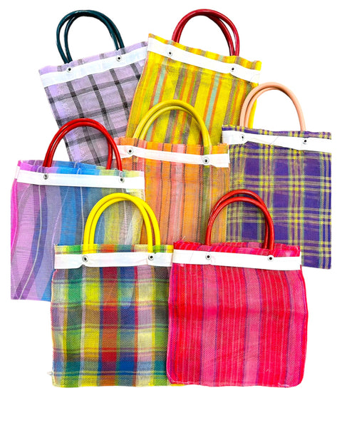 Buy More Fiesta 12 Mini Mexican Tote Mercado Bags 5 inch by 5 inch -  Assorted Colors - Small Mexican Mercado Bags (High Thread Mesh) Online at  desertcartINDIA