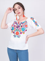 Tecali Embroidered White Top
