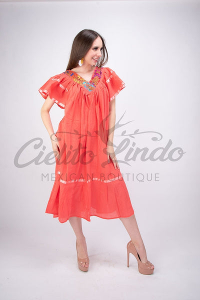 Mexican Floral Embroidered Dress Jazmin - Cielito Lindo