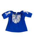 Tecali Embroidered Royal Blue & Gold Top