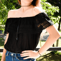 Mexican Off The Shoulder Blouse Campesina Peasant Solid - Cielito Lindo