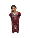 Mexican Puebla Dress for Girls Burgundy