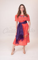 Mexican Campesina Midi Dress - Cielito Lindo