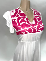Mitla Oaxaca Dress White & Hot Pink
