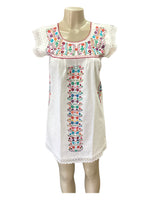 Mexican Tehuacan Dress with Lace White