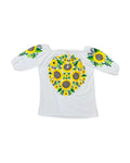 Tecali Embroidered Sunflowers Top