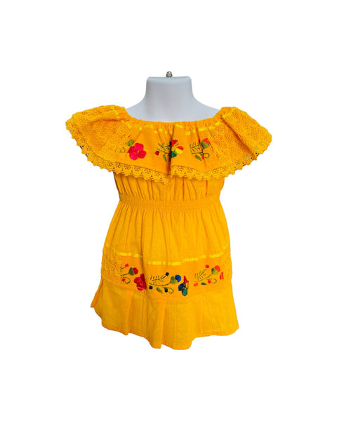 Campesina Dress for Girls Yellow