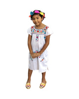 Mexican Puebla Dress for Girls White