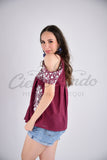 Cancun Embroidered Blouse Texas A&M Aggies Maroon White