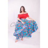 Mexican Folklorico Turquoise Floral Skirt