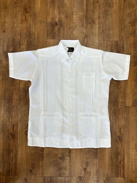 White Linen Guayabera for Men Short Sleeve