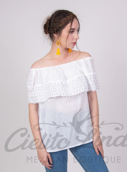 Campesina Off the Shoulder Blouse White
