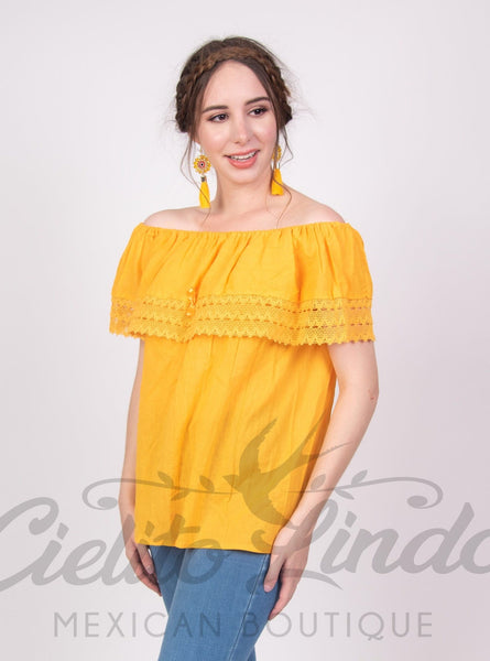 Campesina Off the Shoulder Blouse Yellow