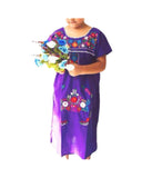 Mexican Puebla Dress for Girls Purple