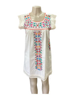 Mexican Tehuacan Dress with Lace Cream