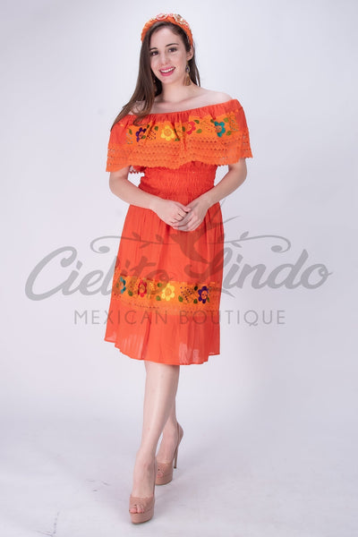 Mexican Campesina Midi Dress - Cielito Lindo