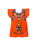 Mexican Puebla Girls Orange Dress