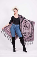 Shawl Black / Pink Mexican Our Lady of Guadalupe Baroque Shawl Scarf Pink