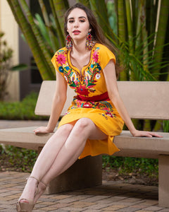 Mexican Yellow Embroidered Dress