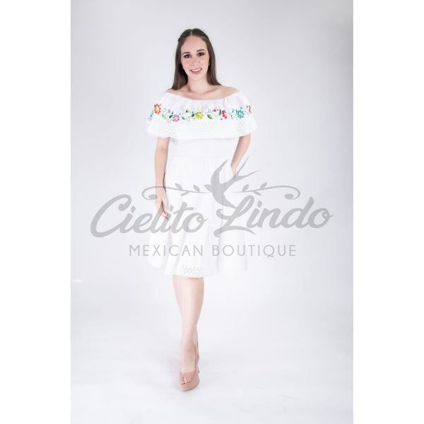 Mexican White Dress Off the Shoulder Cielito Lindo Mexican White Dress Off the Shoulder Cielito Lindo