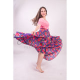 Mexican Folklorico Royal Blue Floral Skirt