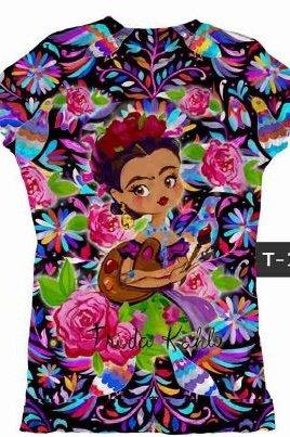 Mexican Printed T-Shirt Frida Kahlo Black Otomi Tee - Cielito Lindo
