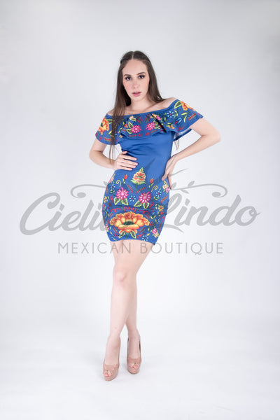Stamped Mexican Dress Bonita Cielito Lindo Stamped Mexican Dress Bonita Cielito Lindo