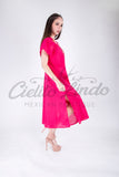 Mexican Huipil Kaftan Dress Hot Pink