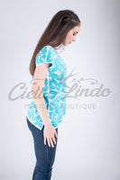 Jalapa Blouse White and Teal