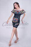 Mexican Floral Printed Bodycon Dress Chula - Cielito Lindo