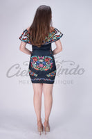 Mexican Floral Printed Bodycon Dress Chula - Cielito Lindo