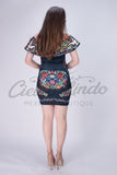 Mexican Floral Printed Bodycon Dress Chula - Cielito Lindo