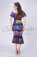 Mexican Jalapa Printed Maxi Dress - Cielito Lindo