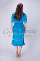 Off the Shoulder Victoria Dress Blue - Cielito Lindo