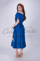 Off the Shoulder Victoria Dress Royal Blue - Cielito Lindo