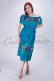 Off the Shoulder Victoria Dress Teal - Cielito Lindo