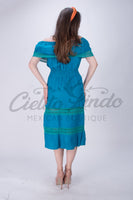 Off the Shoulder Victoria Dress Teal - Cielito Lindo