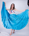 Mexican Folklorico Blue Solid Skirt - Cielito Lindo